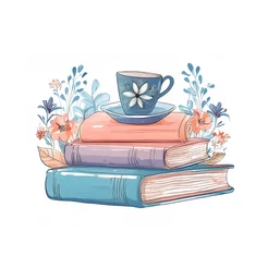 Free book club clipart of books with coffee